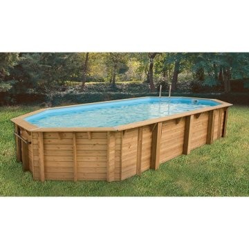 Piscine Bois ovale OCEA 470X860 H130 Liner Beige