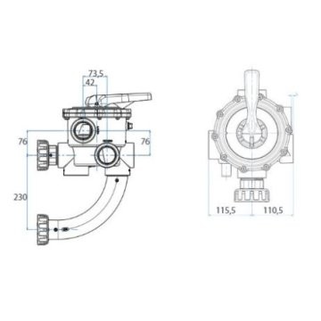 Vanne Side multivoies Classic+ 2'' noire jonction 